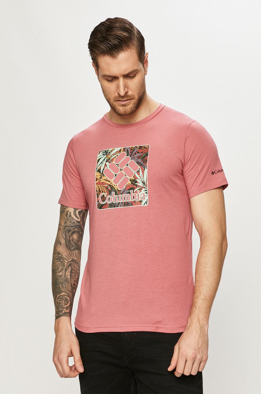 Columbia tricou sport Sun Trek culoarea roz, cu imprimeu