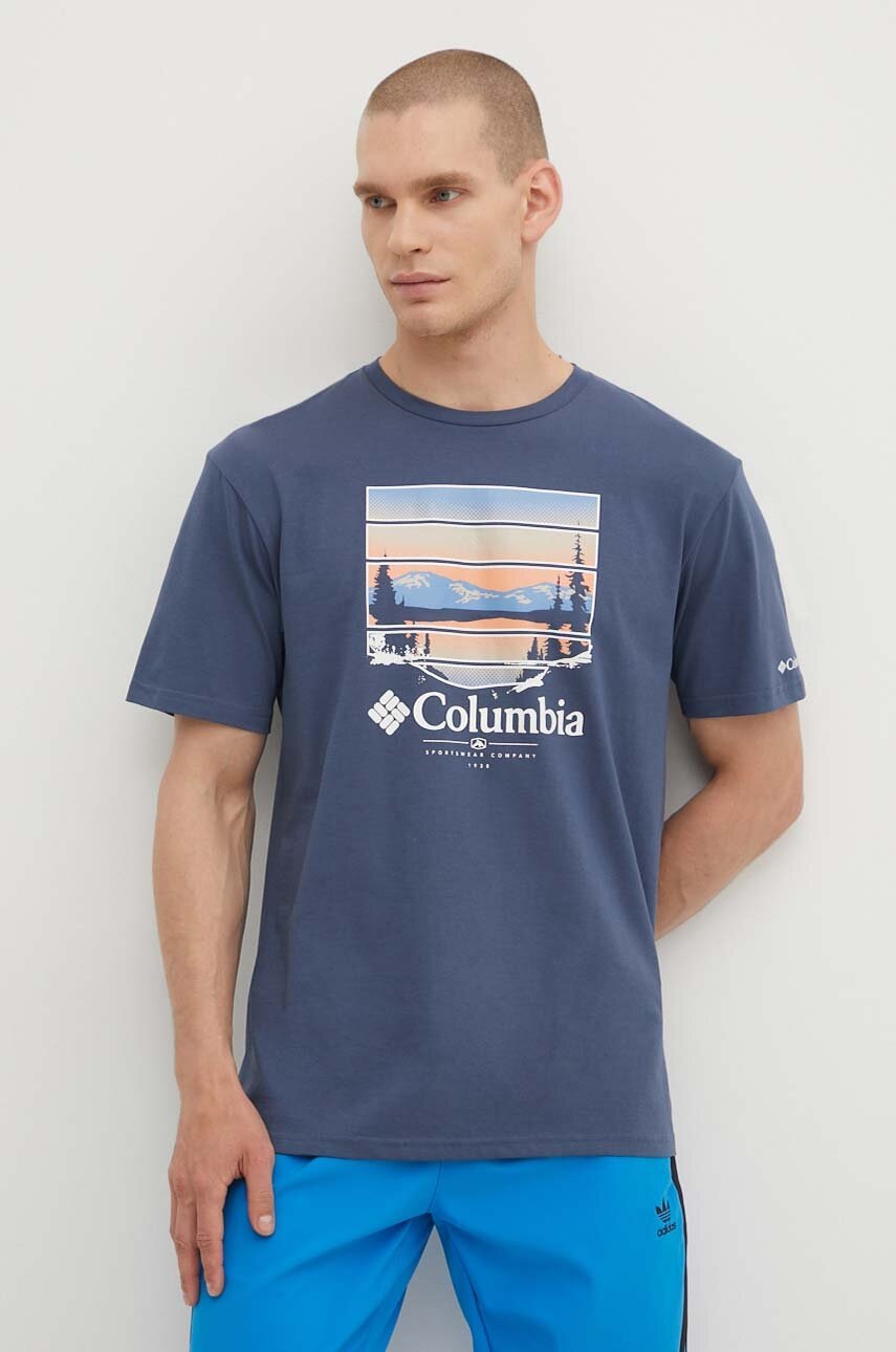Columbia tricou din bumbac Path Lake bărbați, cu imprimeu 1934814