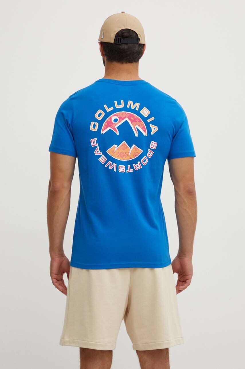 Бавовняна футболка Columbia Rapid Ridge Back Graphic колір синій з принтом 1934824-464 