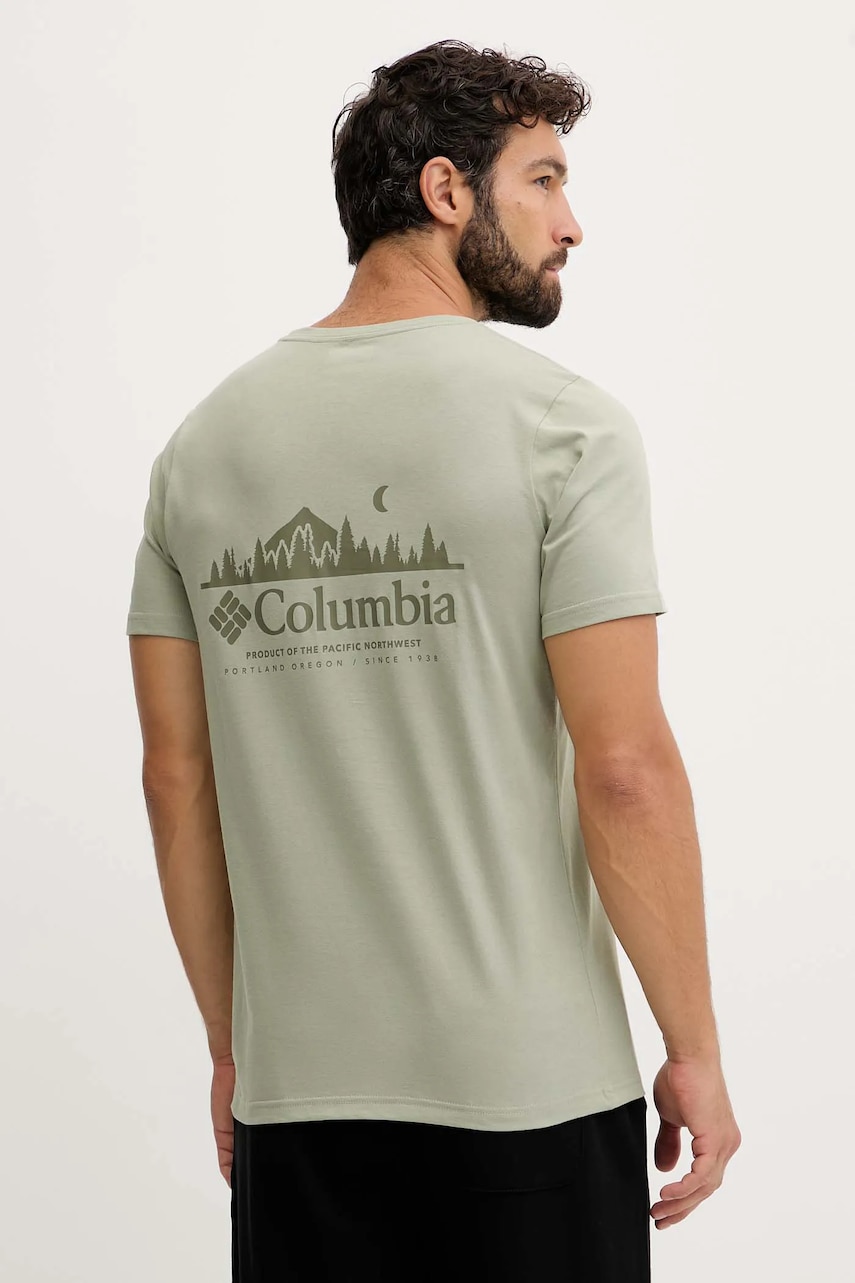 Columbia tricou din bumbac Rapid Ridge Back Graphic bărbați, culoarea verde, cu imprimeu 1934824