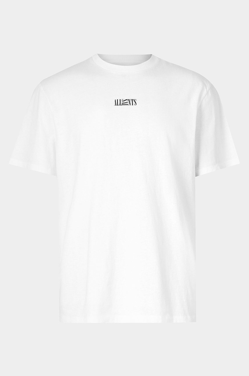 

Хлопковая футболка AllSaints цвет белый с принтом