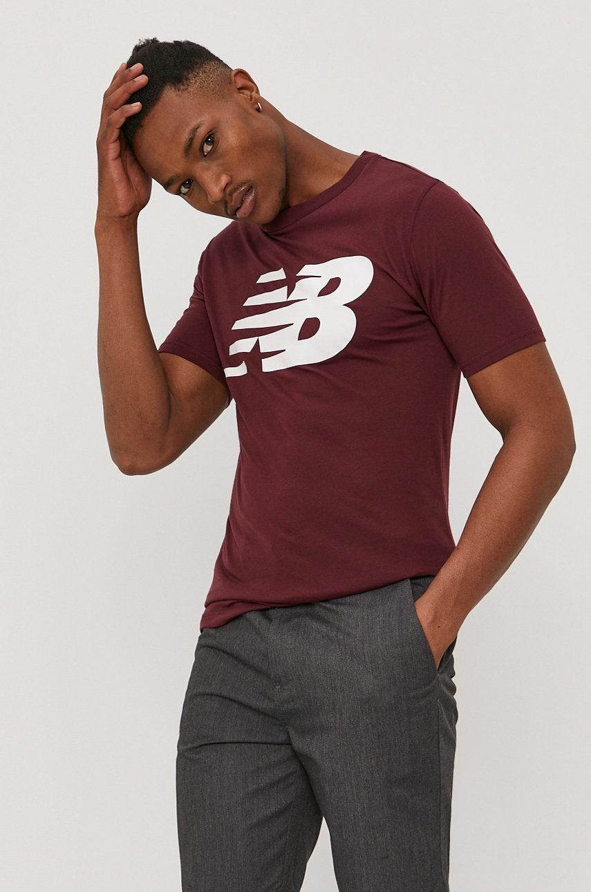 New Balance Tricou MT03919BG bărbați, culoarea maro, cu imprimeu answear.ro imagine noua