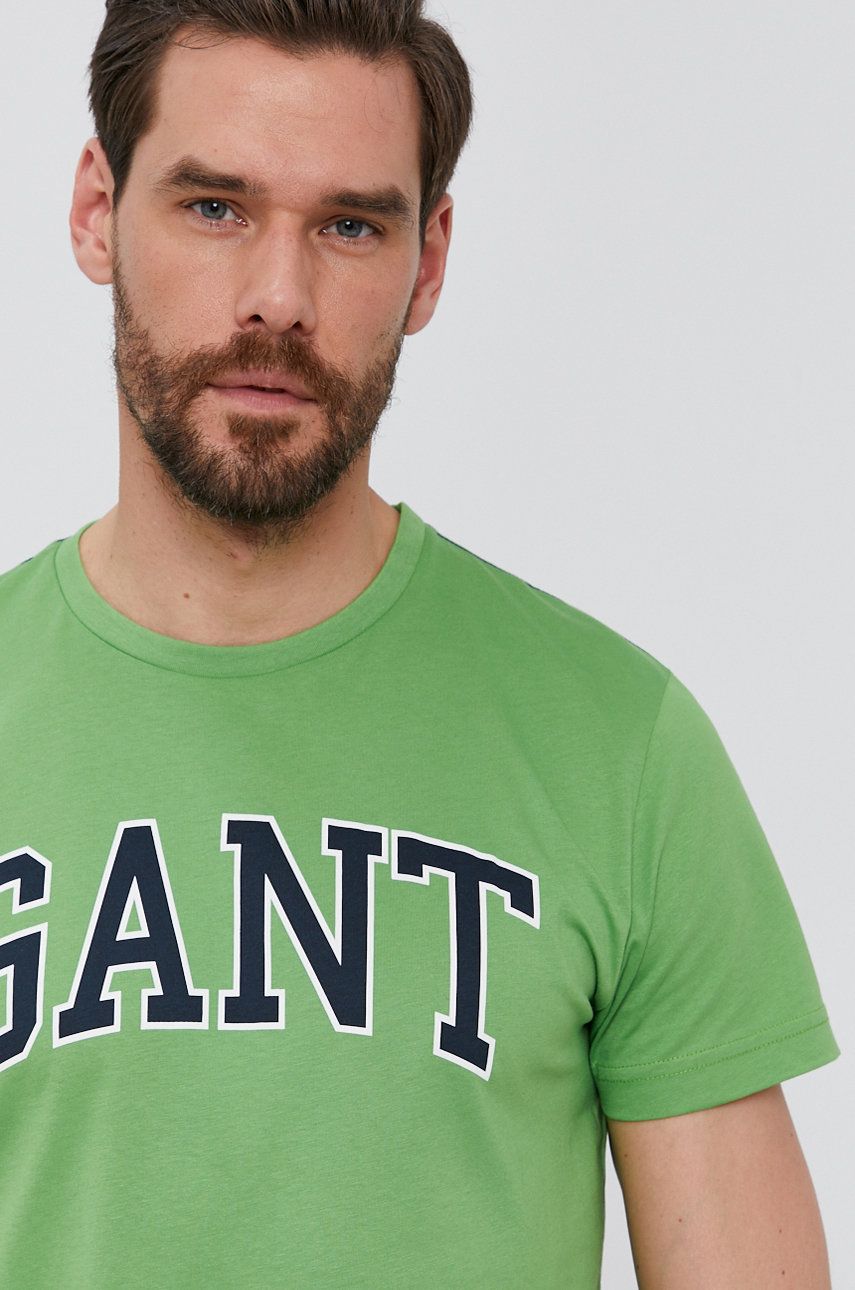 Gant T-shirt męski kolor zielony z nadrukiem