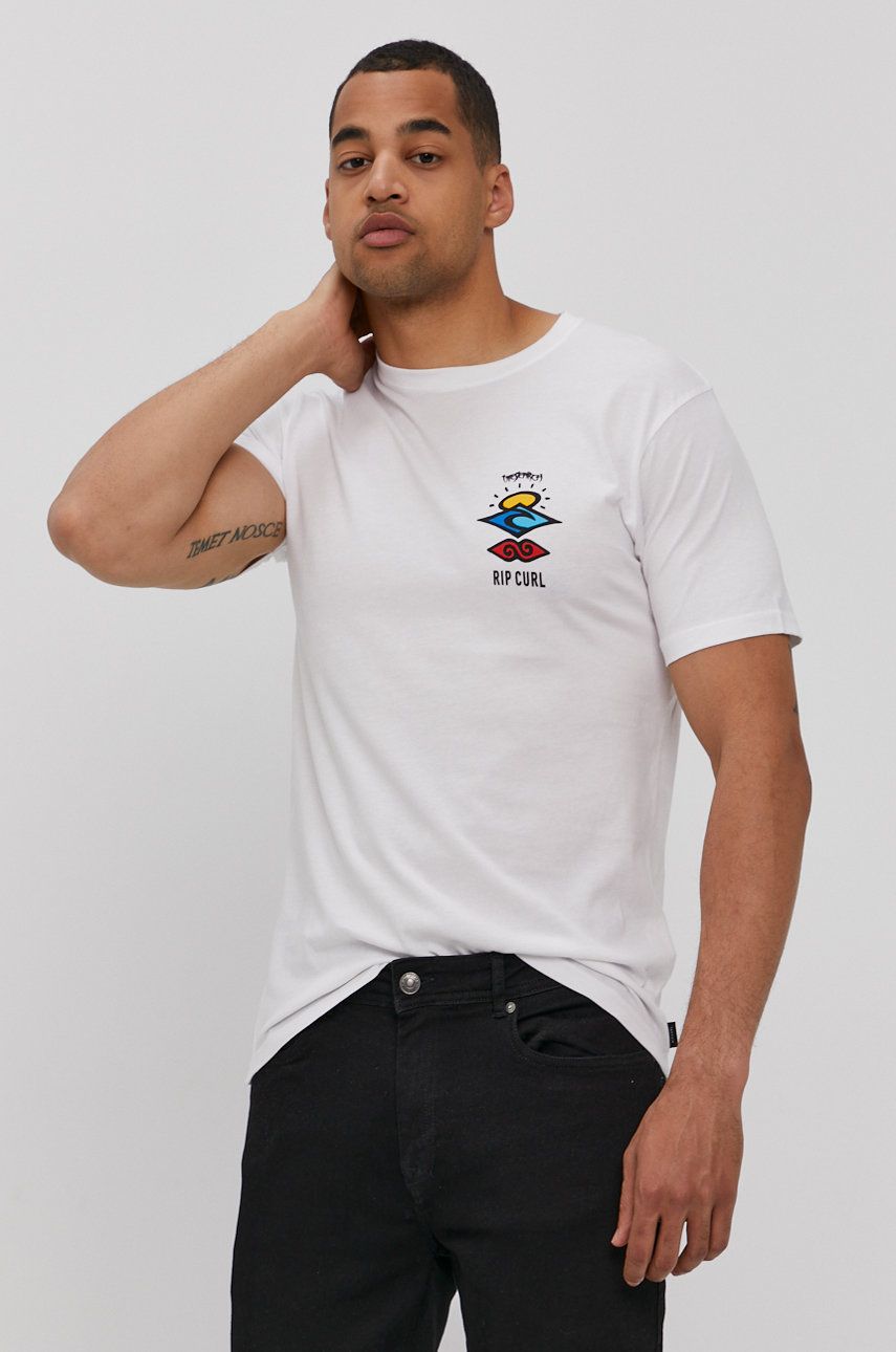 Rip Curl Tricou bărbați, culoarea alb, cu imprimeu