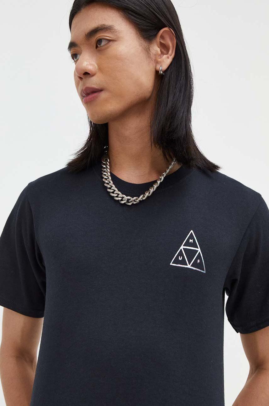 Bavlněné tričko HUF s potiskem - černá -  100 % Bavlna