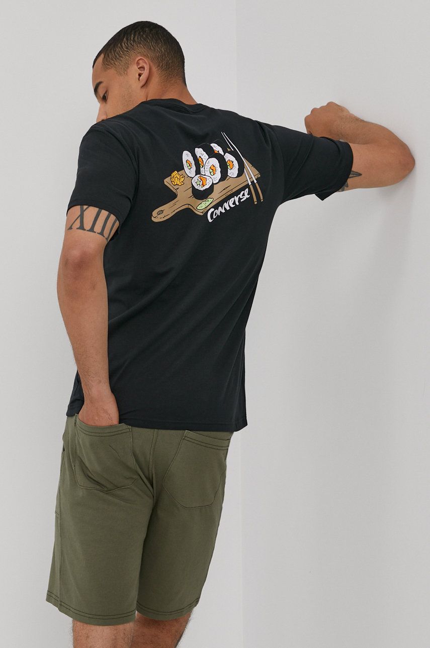 Converse T-shirt męski kolor czarny z nadrukiem