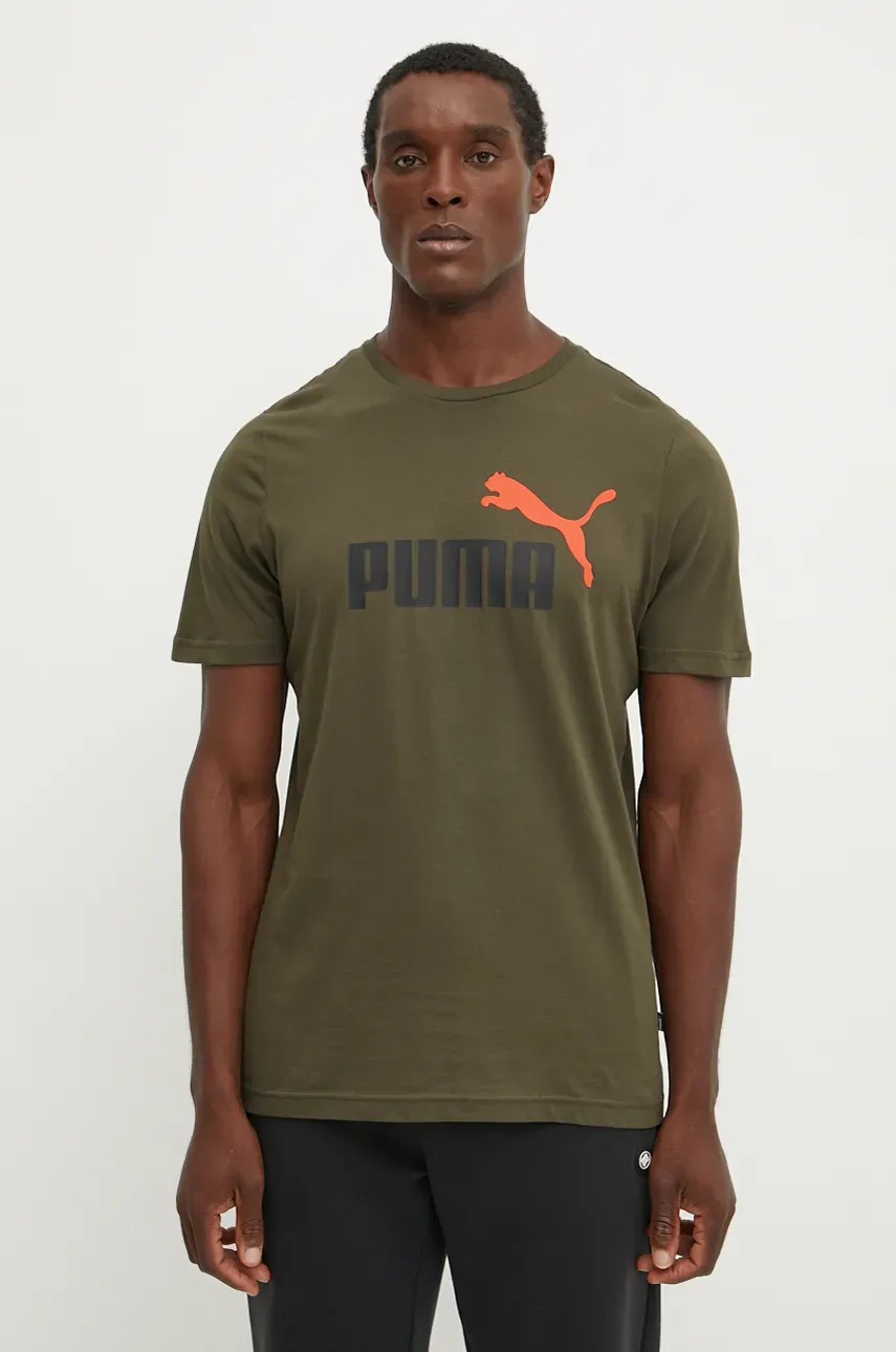 

Памучна тениска Puma в кафяво с принт 586759, Кафяв