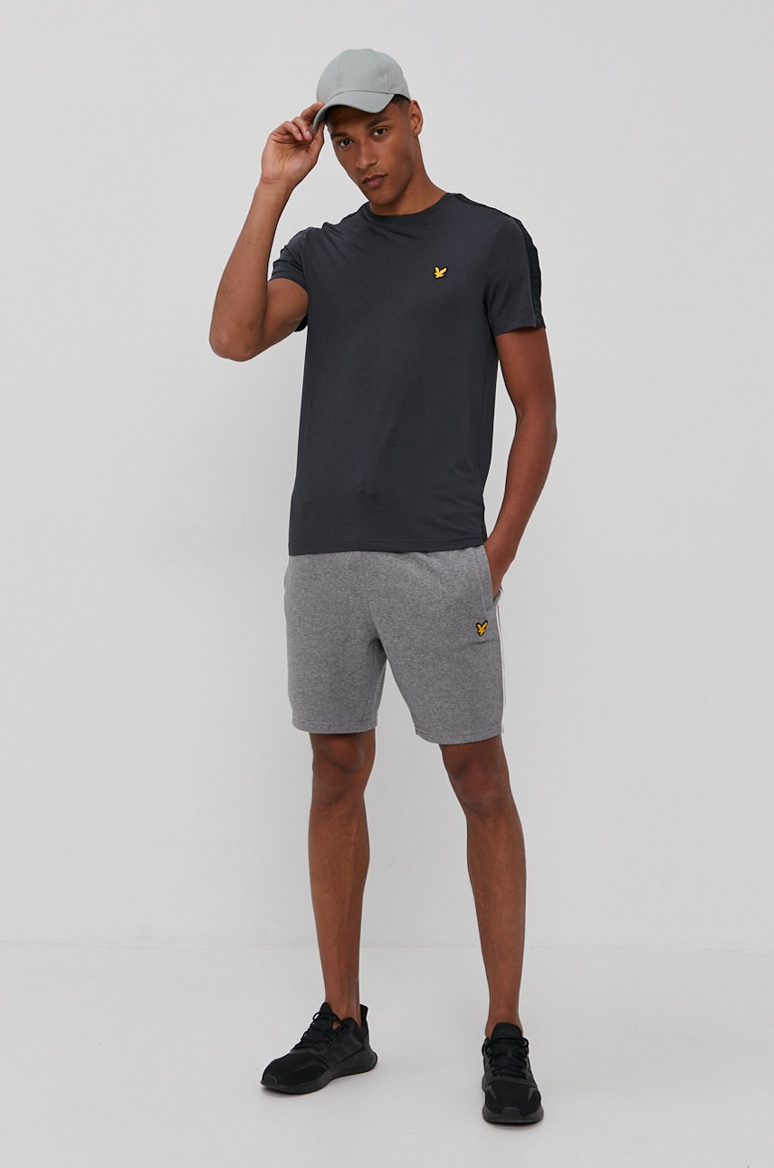 

Футболка Lyle & Scott мужская цвет серый с аппликацией