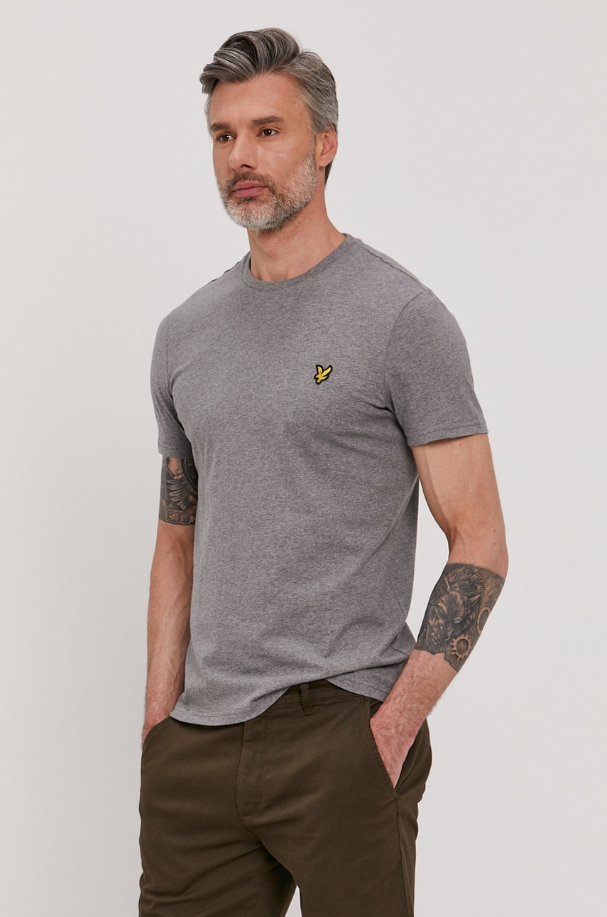 

Футболка Lyle & Scott мужская цвет серый гладкий