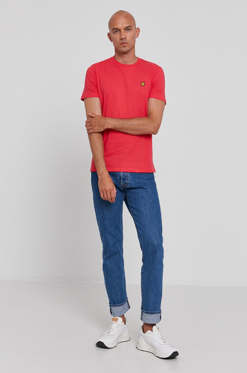 

Хлопковая футболка Lyle & Scott цвет розовый гладкий