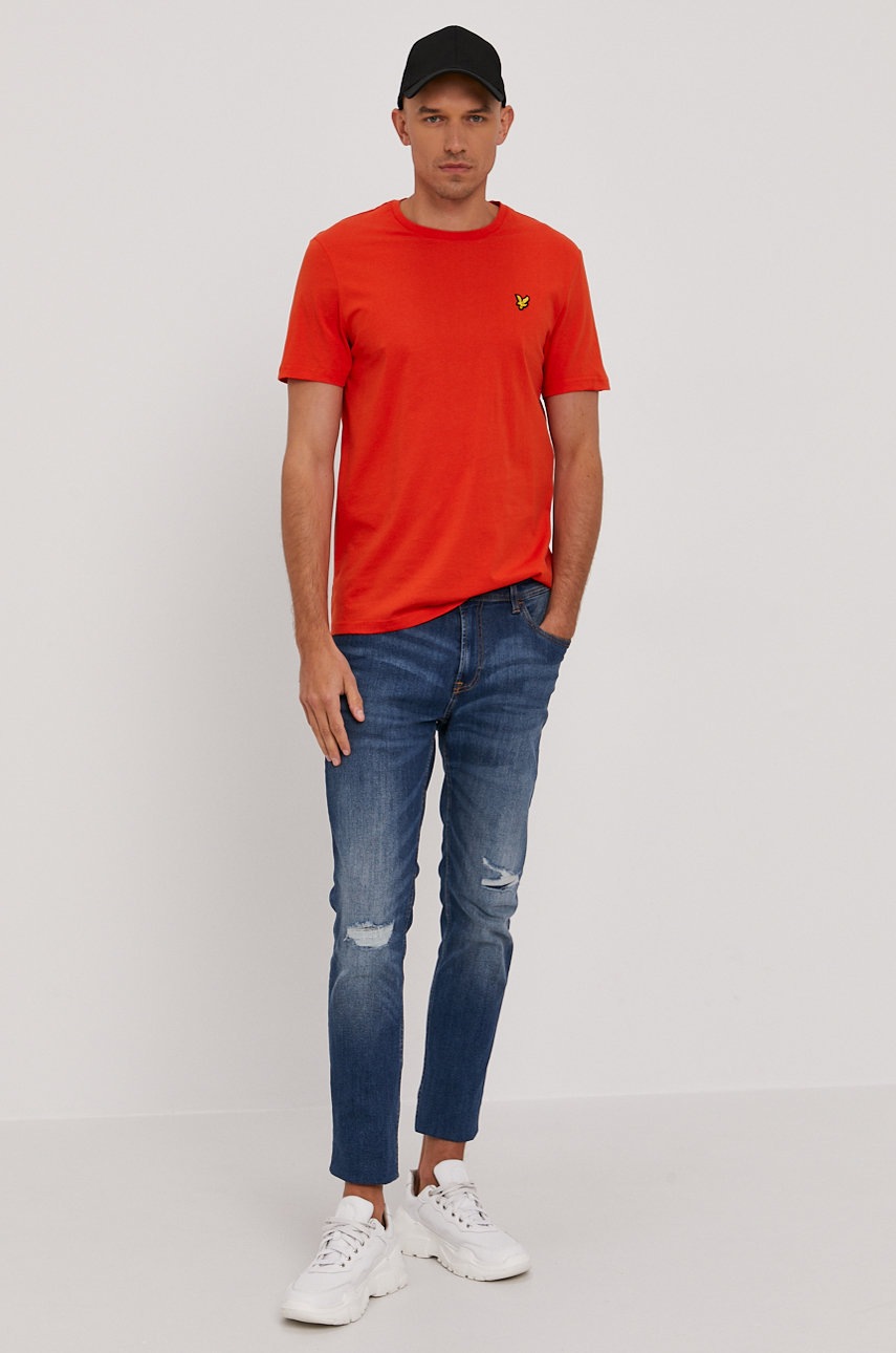 

Футболка Lyle & Scott чоловіча колір помаранчевий гладкий