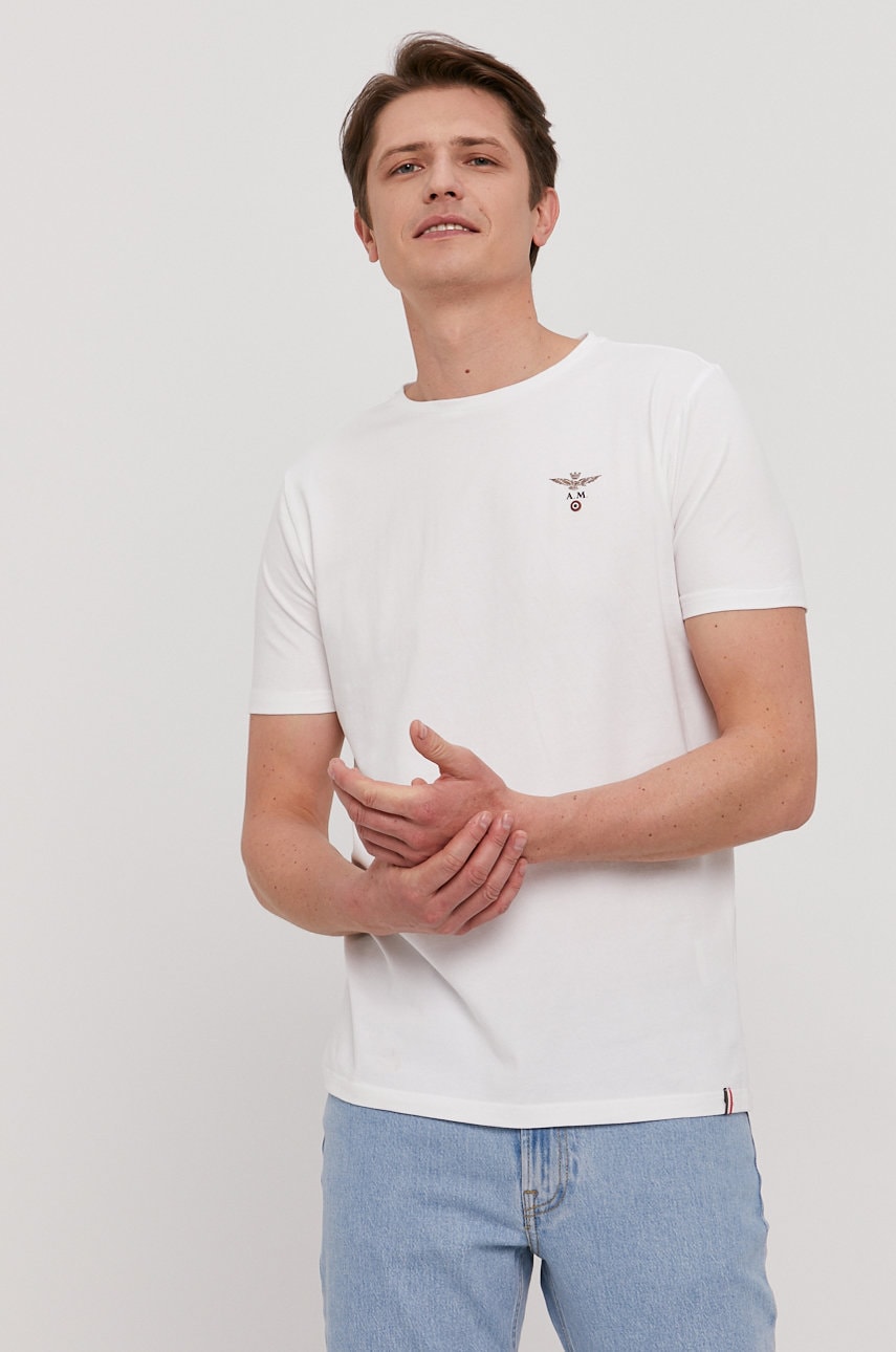 Aeronautica Militare tricou lounge bărbați, culoarea alb, material neted