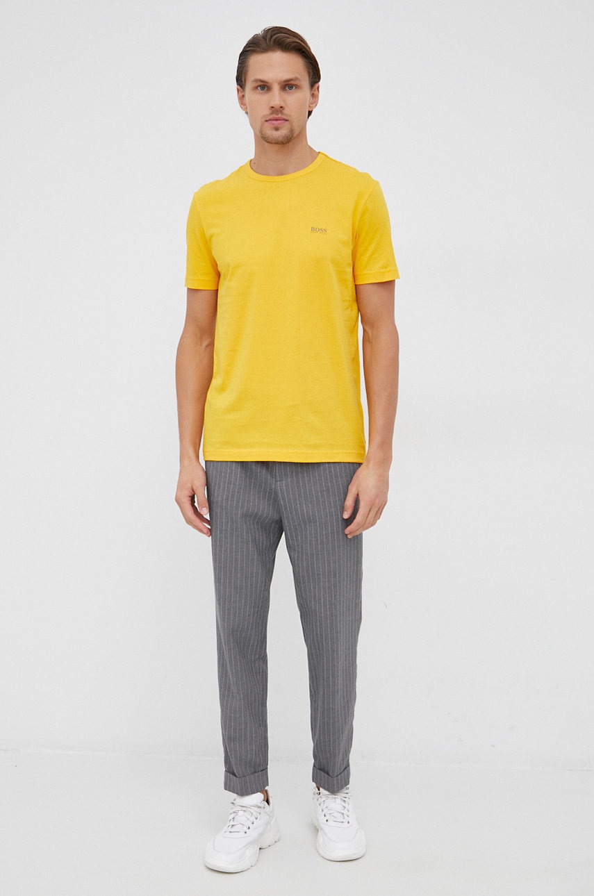 

Хлопковая футболка Boss Athleisure цвет жёлтый гладкий