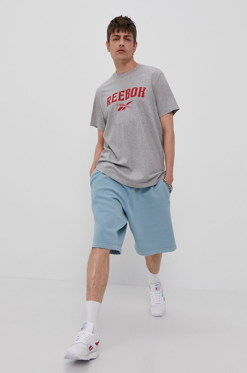 

Футболка Reebok Classic GU8419 мужская цвет серый с принтом