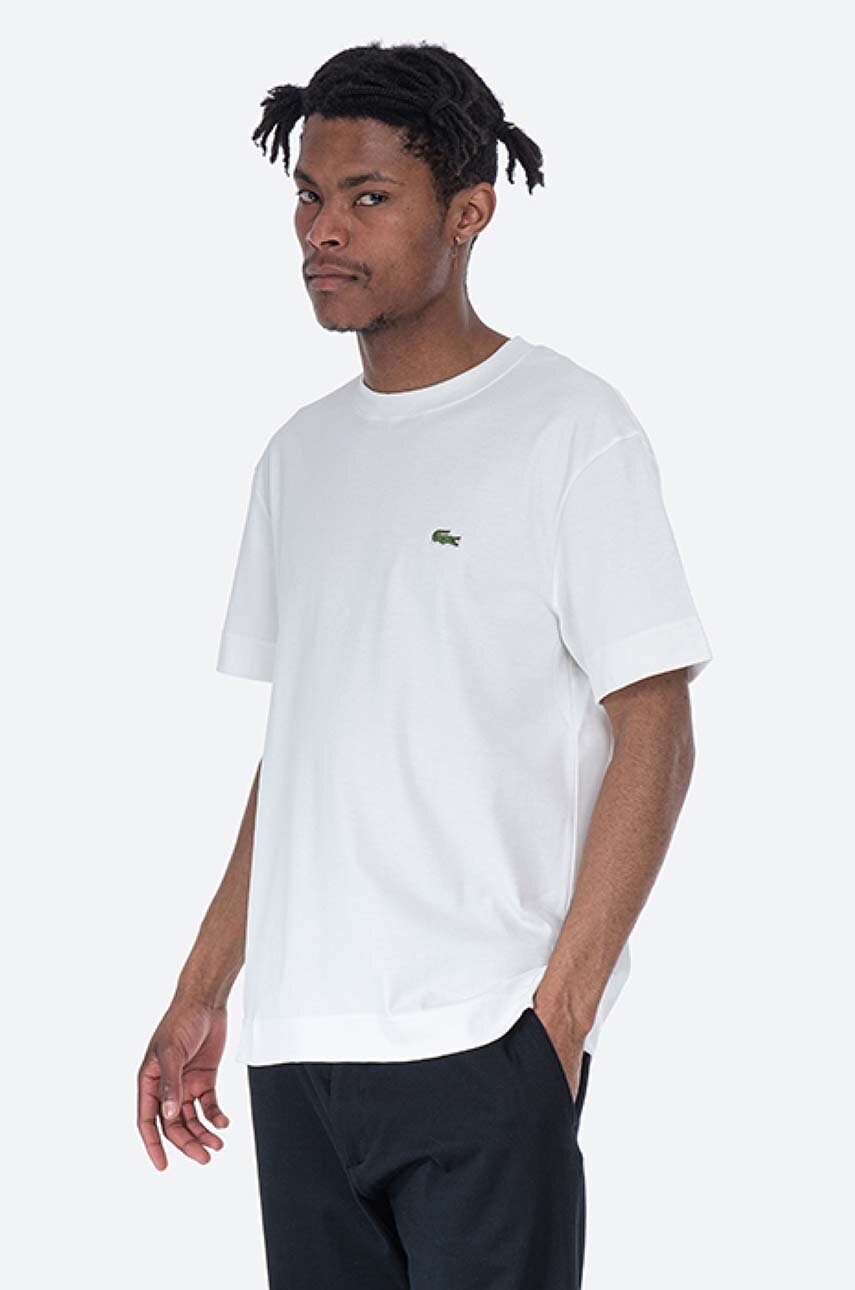 

Хлопковая футболка Lacoste цвет белый однотонный