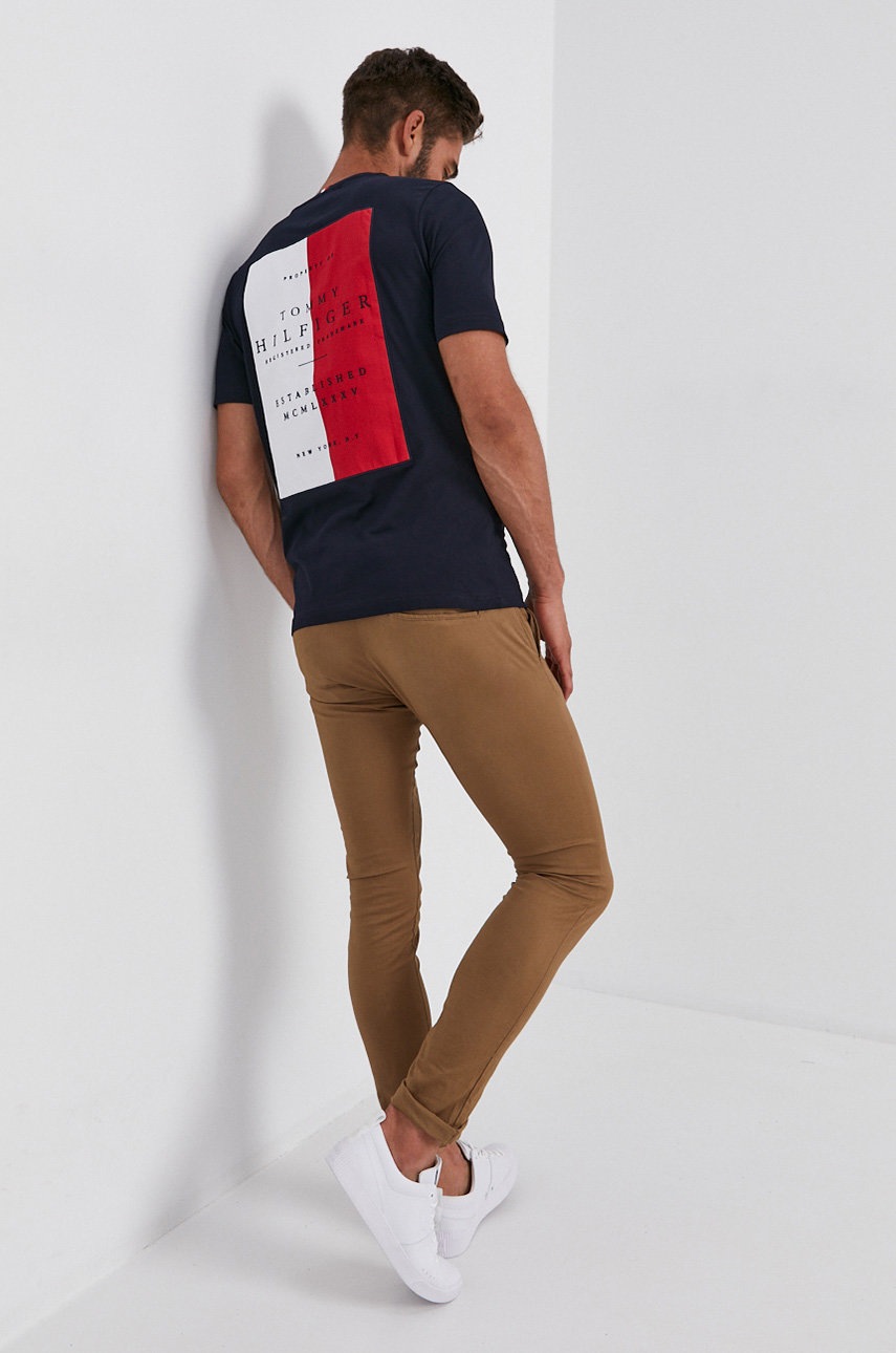 

Хлопковая футболка Tommy Hilfiger цвет синий с принтом