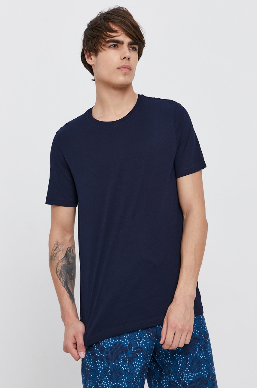 Bavlněné tričko United Colors of Benetton tmavomodrá barva, hladké