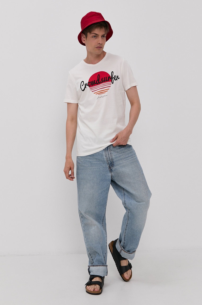 

Футболка Jack & Jones мужская цвет белый с принтом