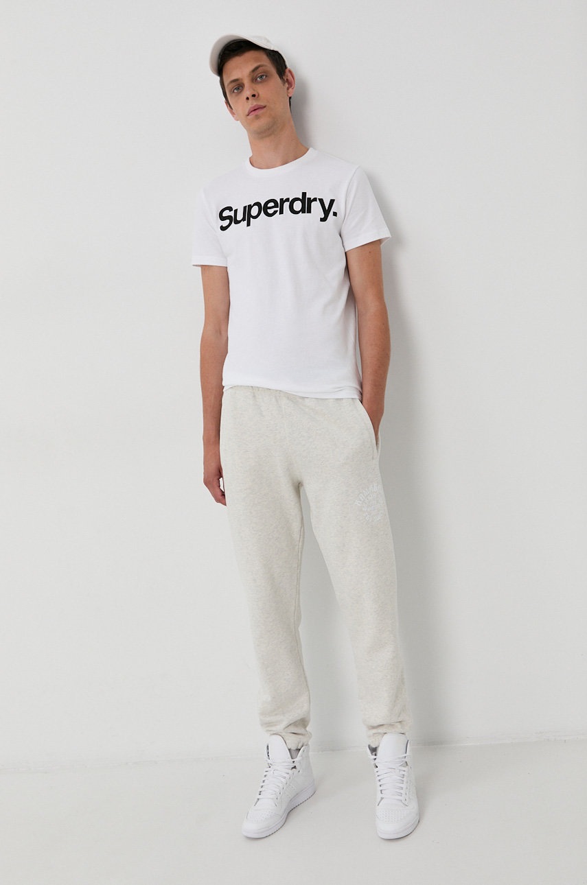 

Хлопковая футболка Superdry цвет белый с принтом