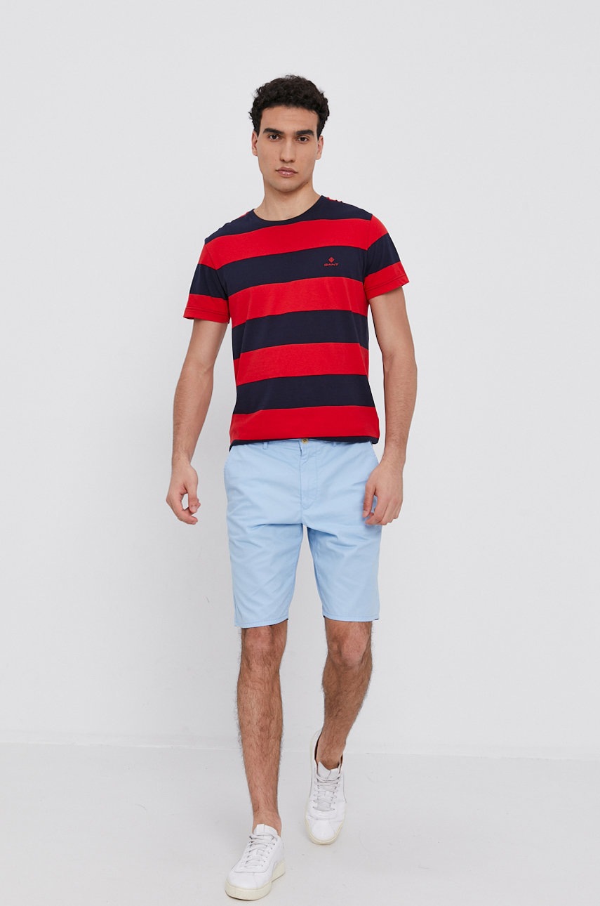 

Хлопковая футболка Gant цвет красный с узором