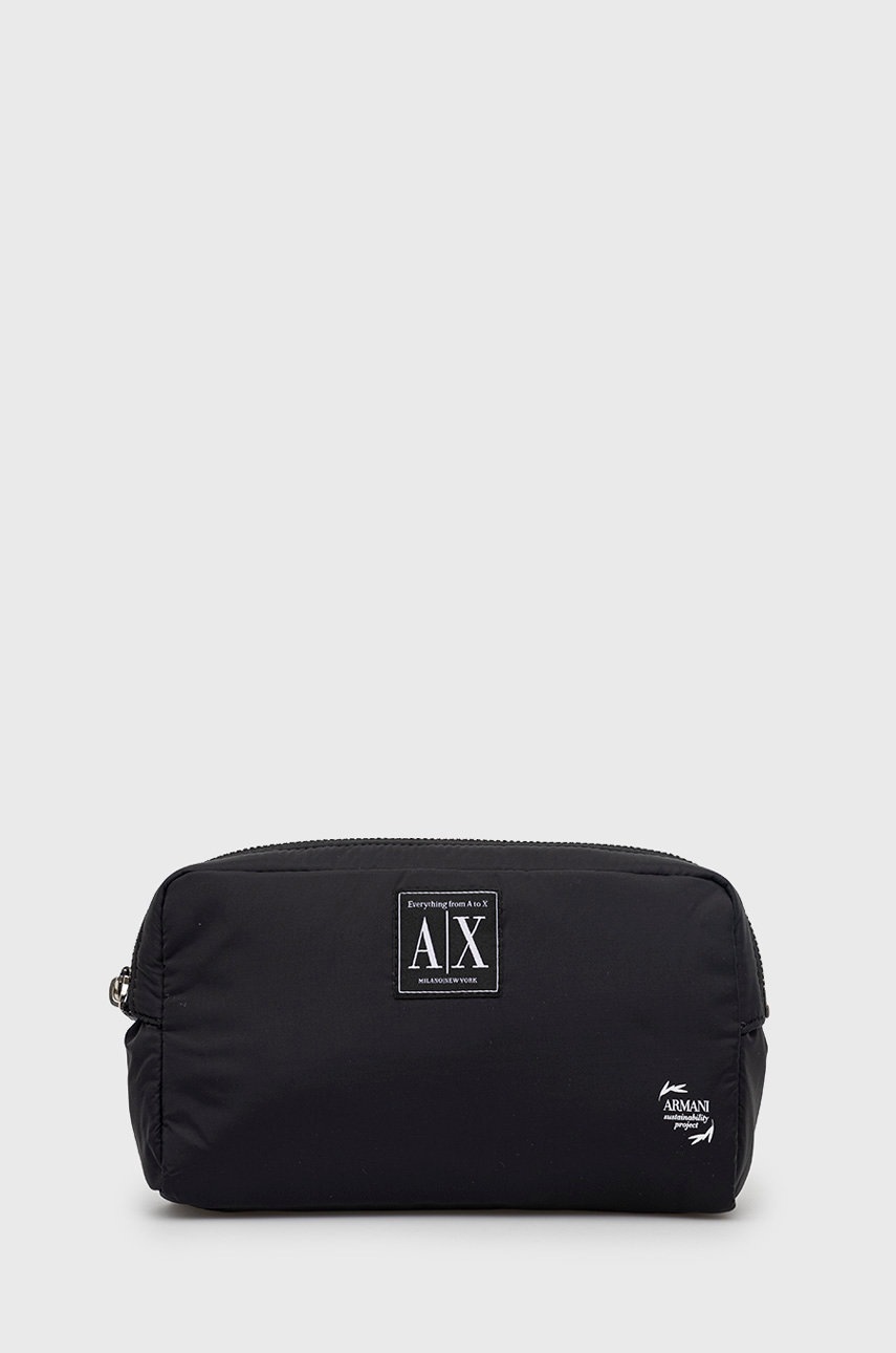 

Козметична чанта Armani Exchange в черно, Черен