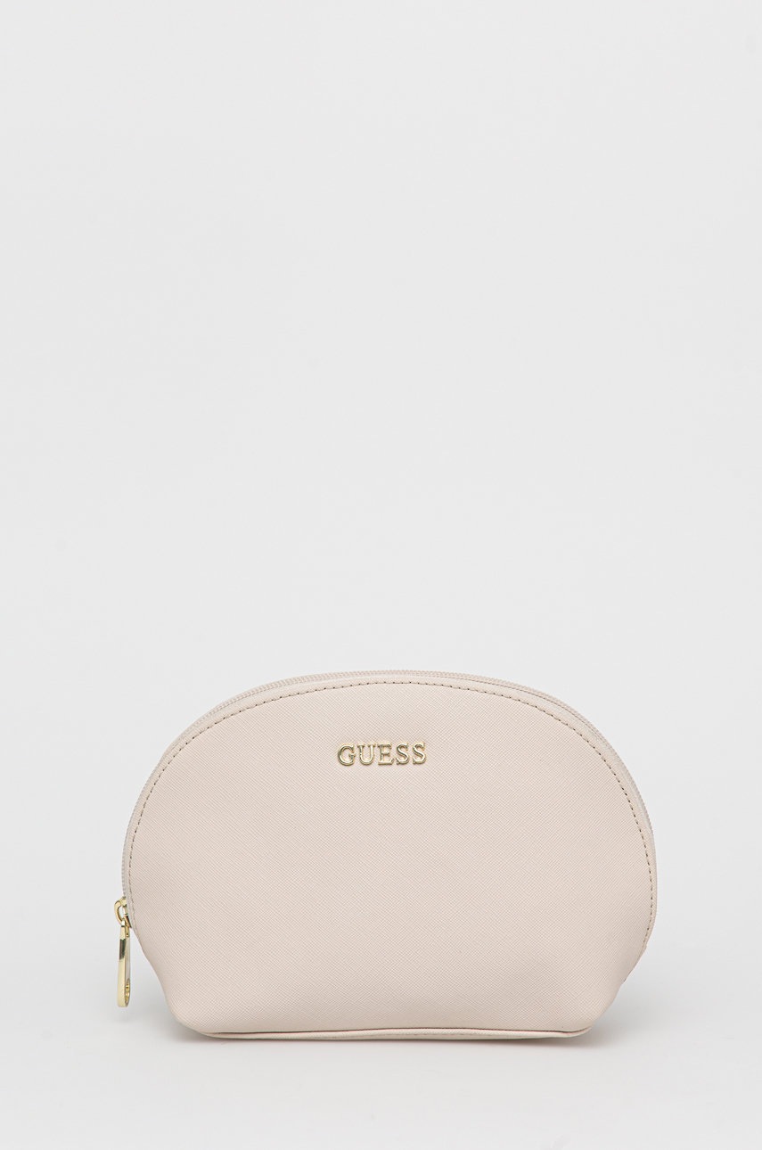 

Козметична чанта Guess в бежово, Бежов
