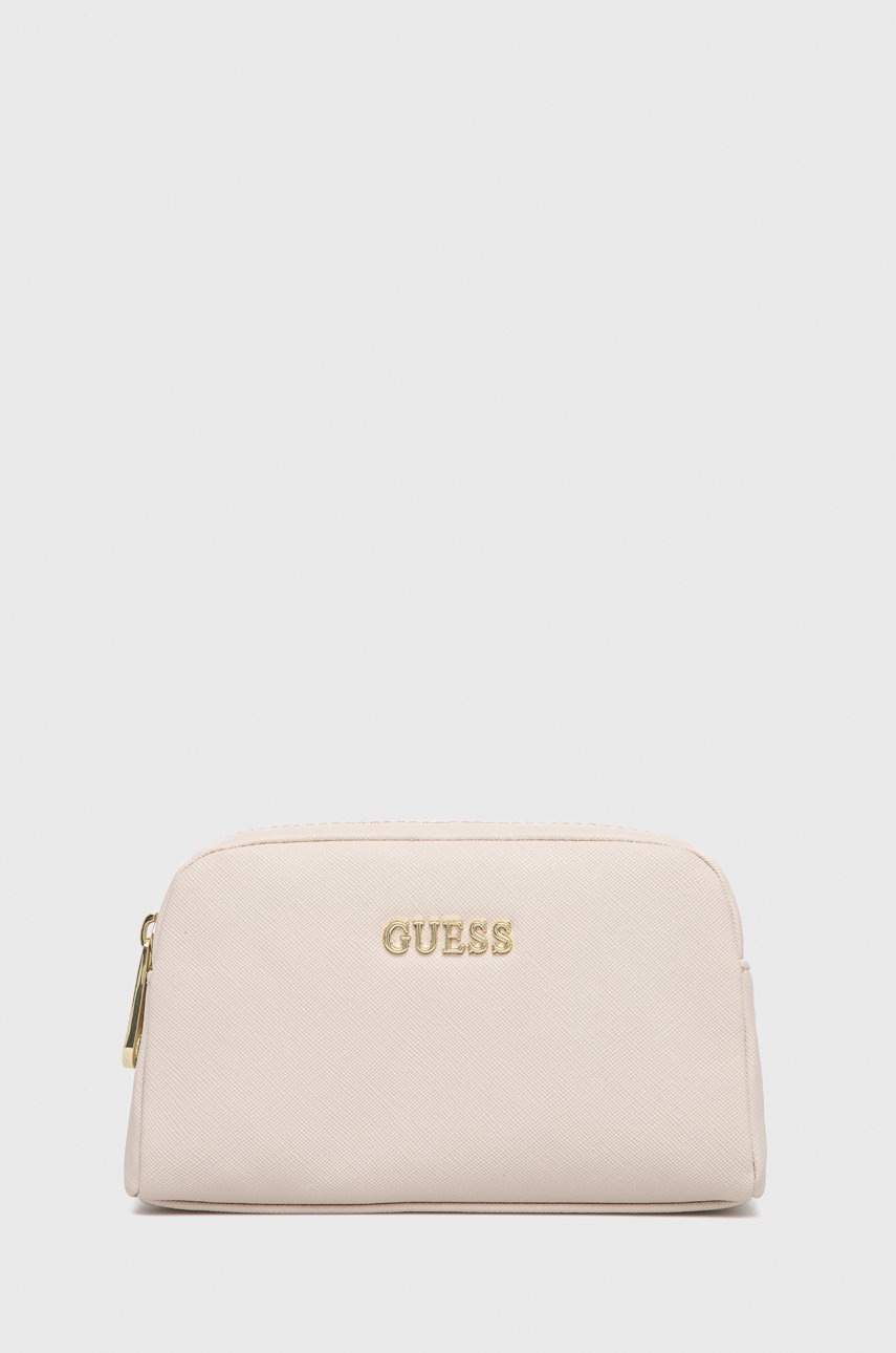 

Козметична чанта Guess в бежово, Бежов