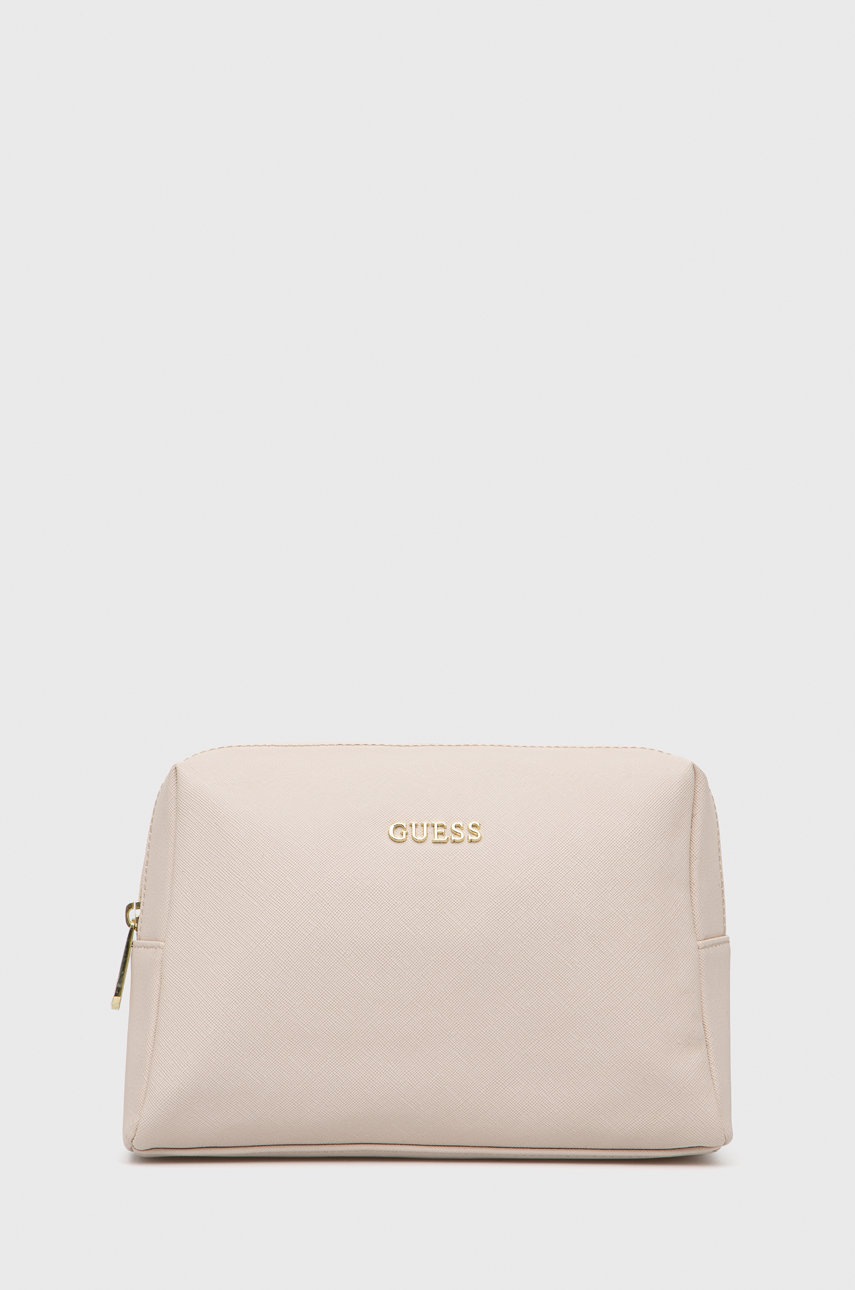 

Козметична чанта Guess в бежово, Бежов