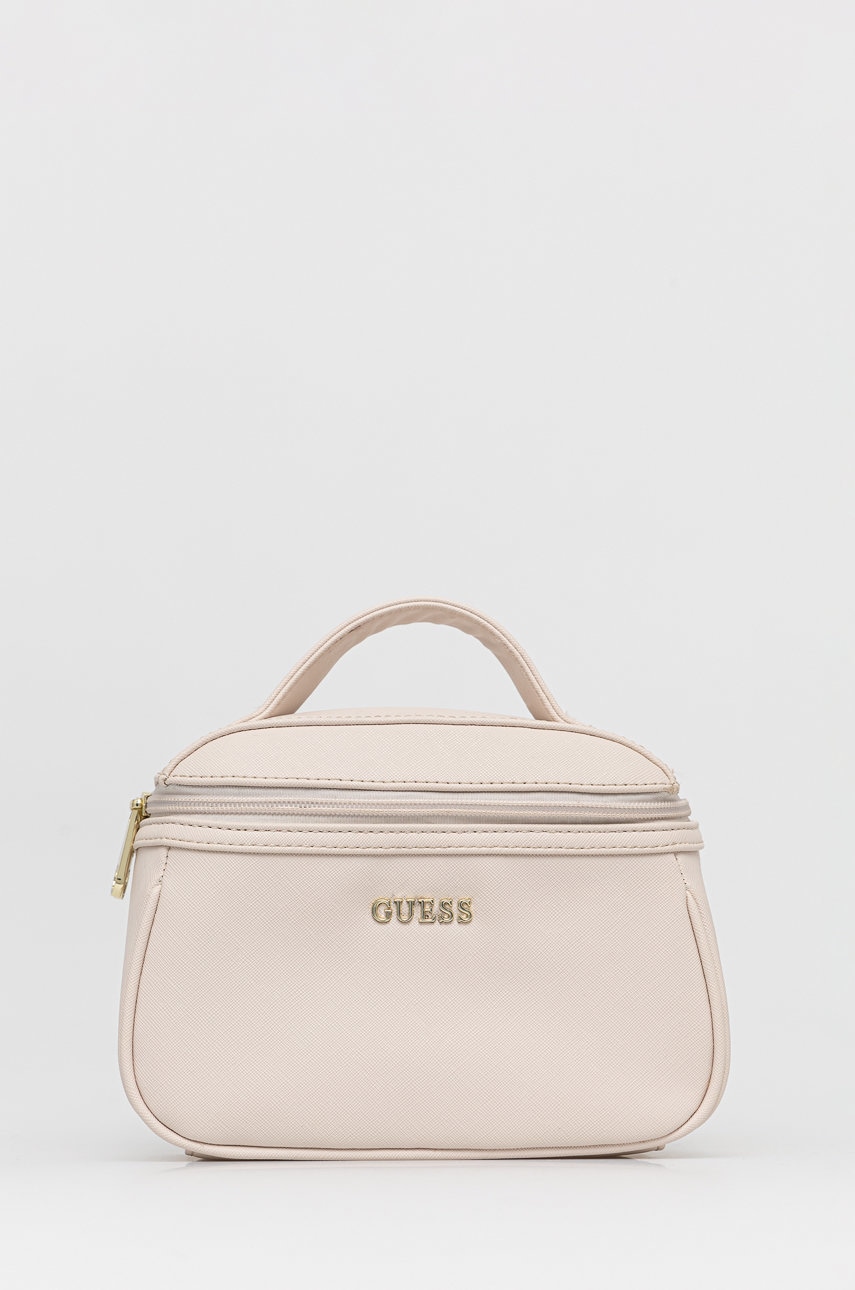 

Козметична чанта Guess в бежово, Бежов