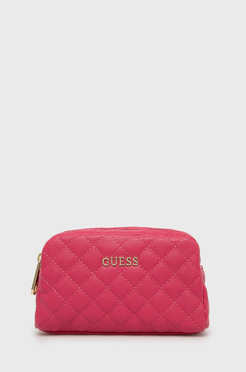 

Козметична чанта Guess в розово, Розов