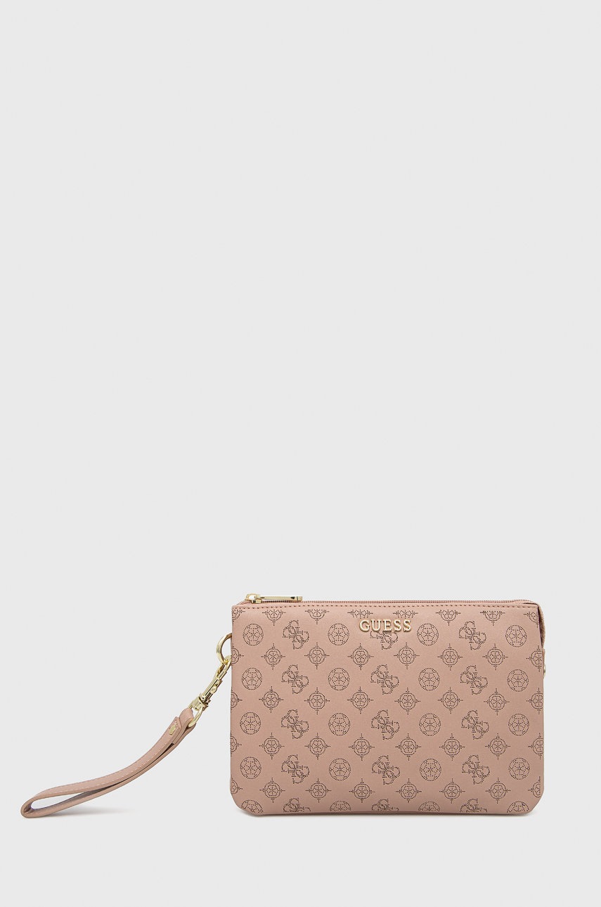 

Козметична чанта Guess в бежово, Бежов