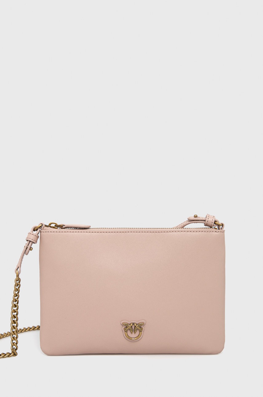 

Кожена чанта Pinko в розово, Розов