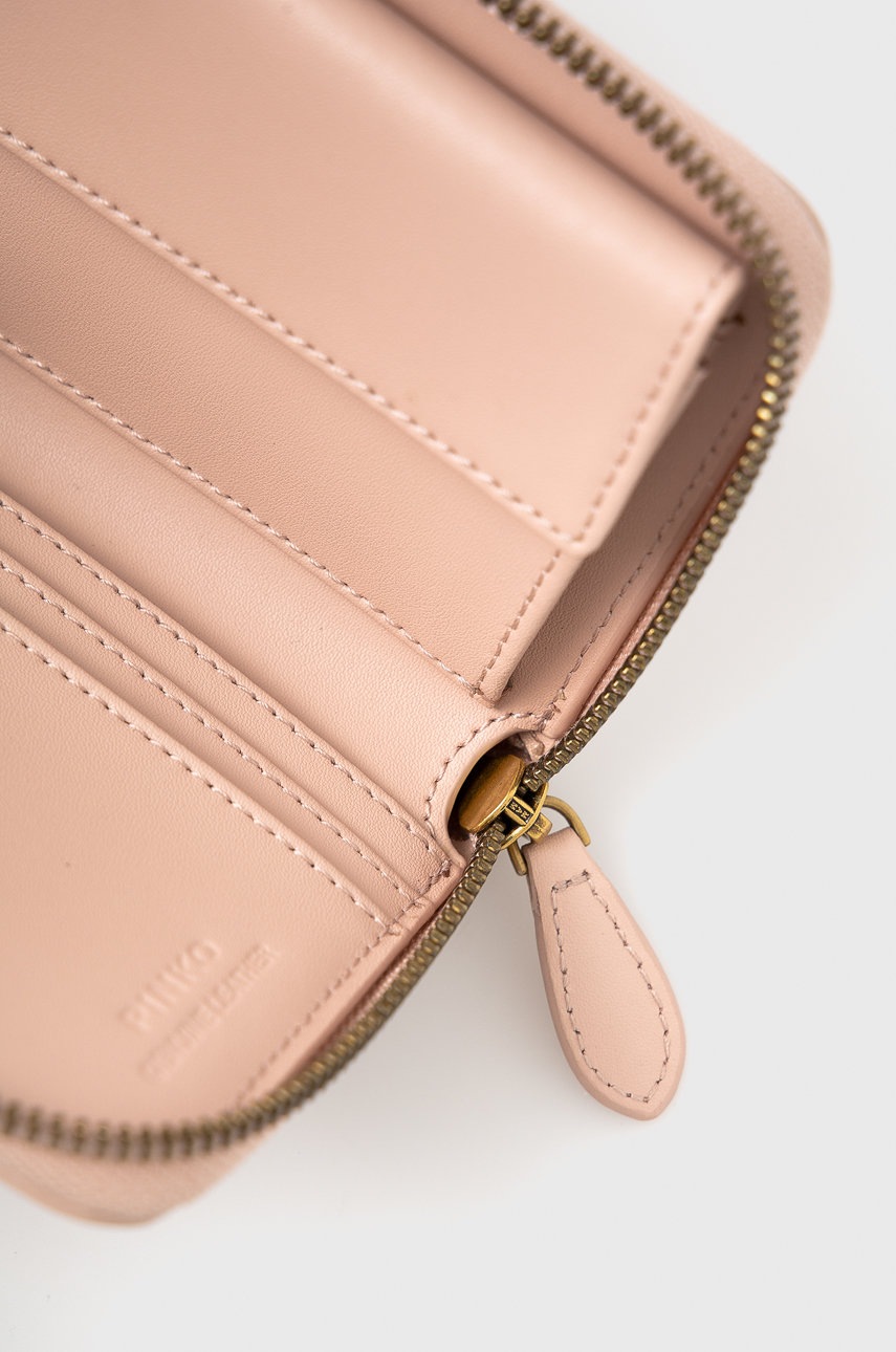 

Кожаный кошелек Pinko женский цвет розовый