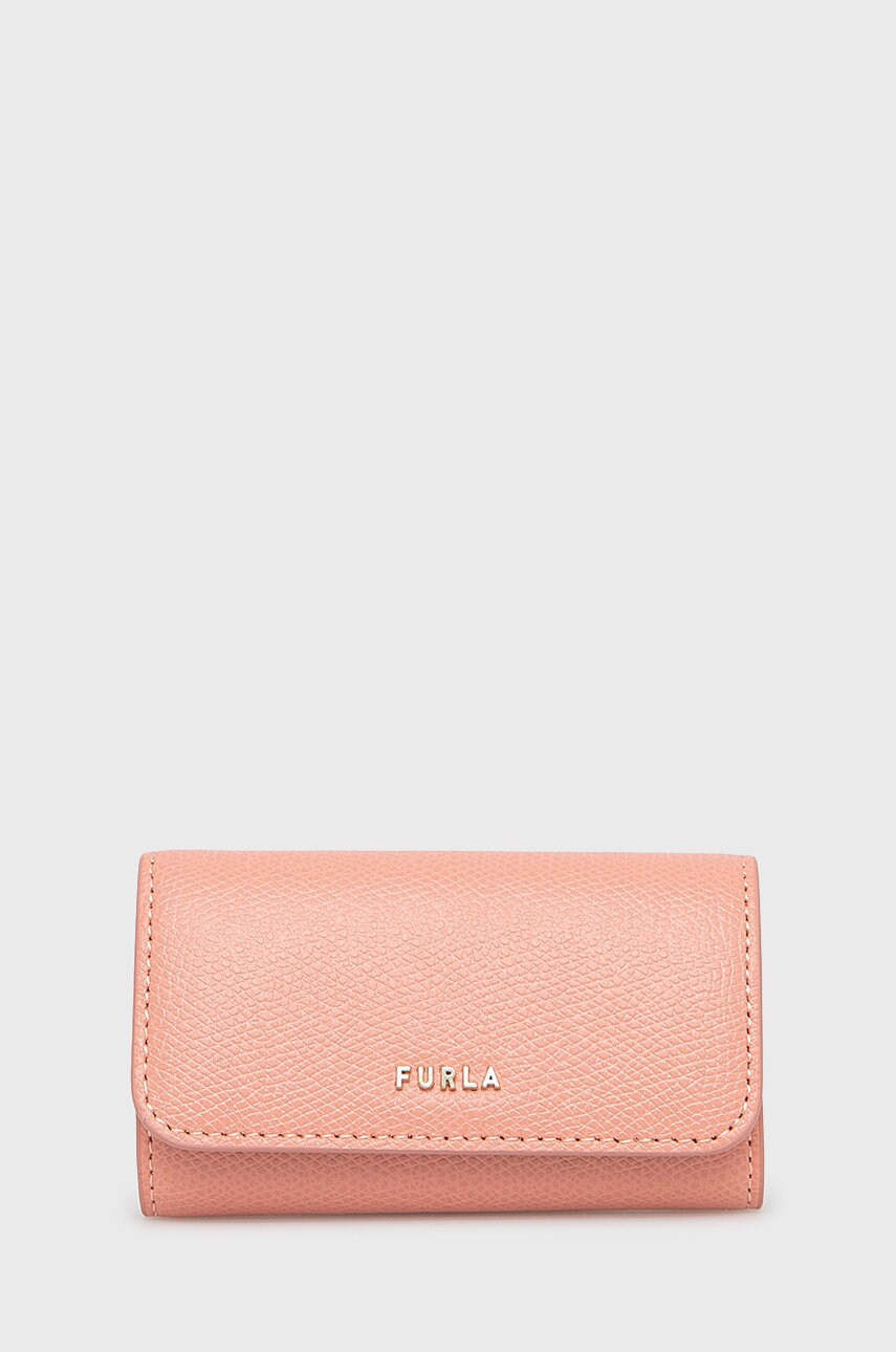 Furla husa de chei din piele culoarea roz