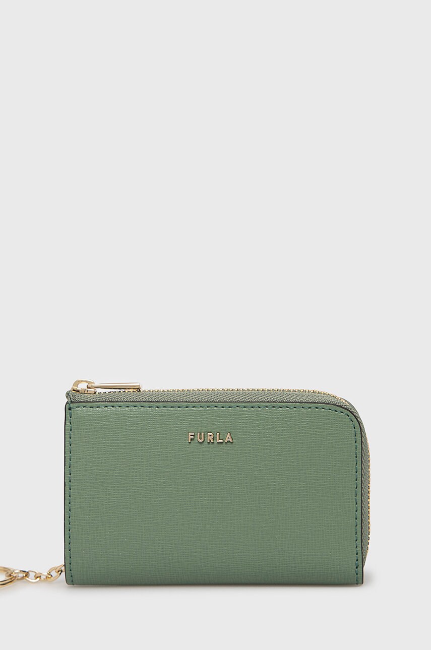 Furla husa de chei din piele culoarea verde