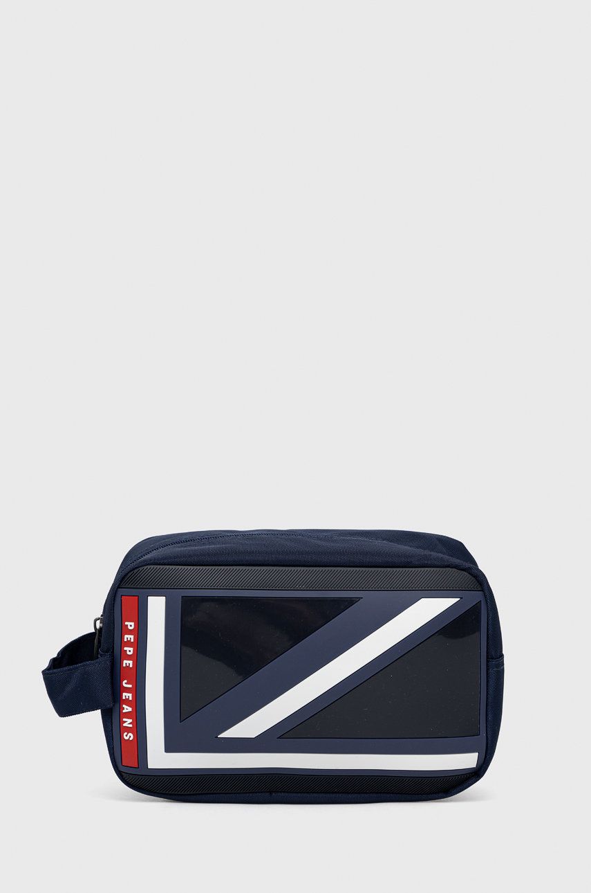 Kosmetická taška Pepe Jeans Slider Bag tmavomodrá barva - námořnická modř -  100% Polyester