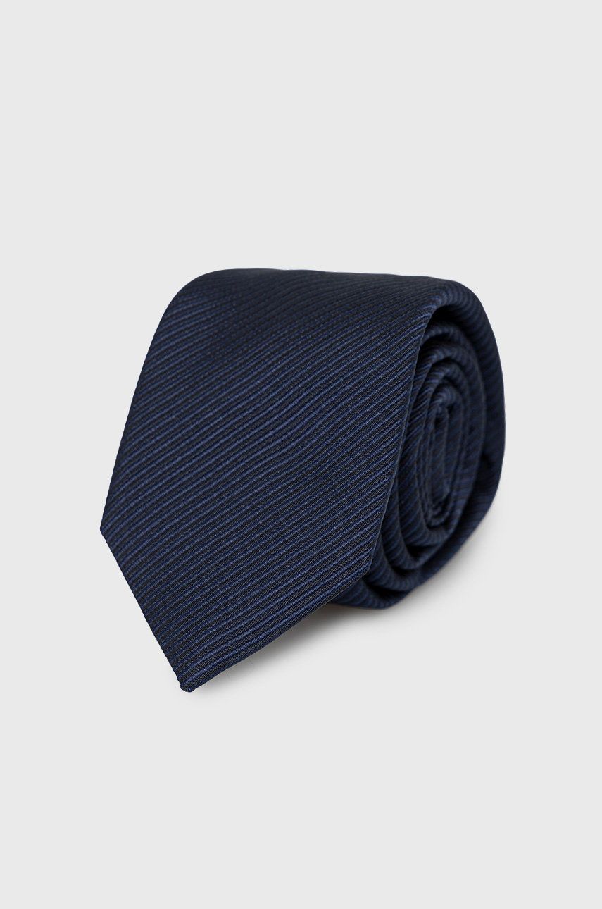 HUGO cravata de matase culoarea albastru marin answear.ro