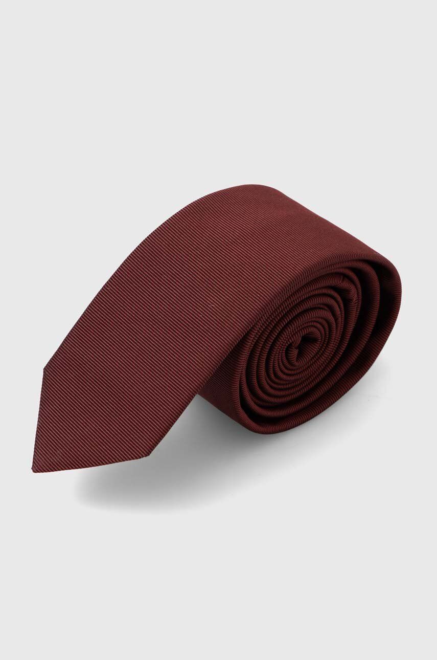 Hedvábná kravata HUGO bílá barva