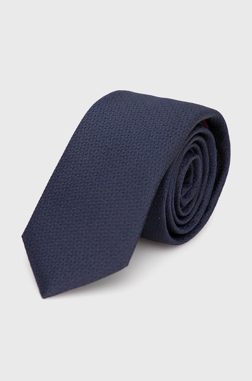HUGO cravata de matase culoarea albastru marin answear.ro