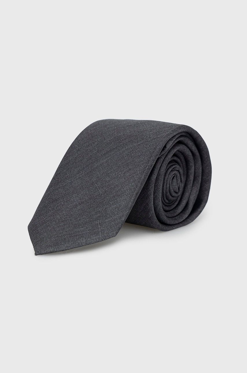 HUGO krawat z domieszką jedwabiu kolor szary