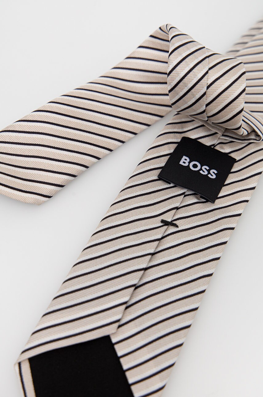 

Шовковий галстук Boss колір бежевий