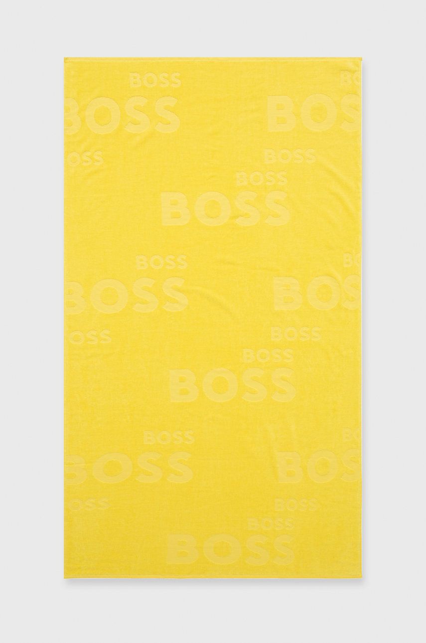 Boss prosop din bumbac culoarea galben 2023 ❤️ Pret Super answear imagine noua 2022