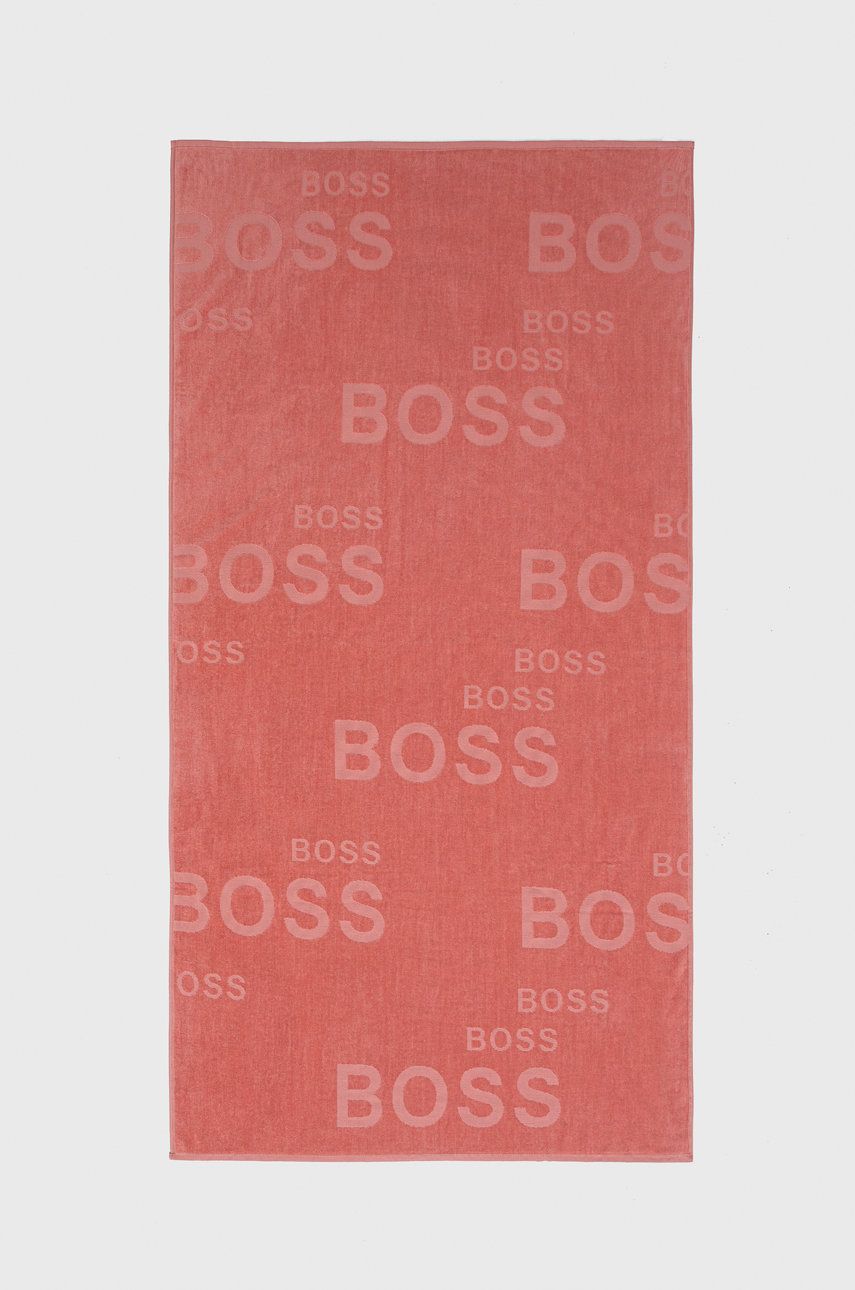 Boss prosop din bumbac culoarea roz imagine reduceri black friday 2021 answear.ro
