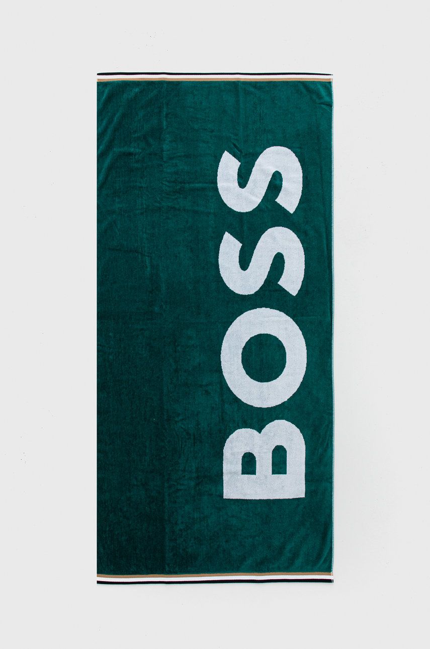 Boss prosop din bumbac culoarea turcoaz imagine reduceri black friday 2021 answear.ro