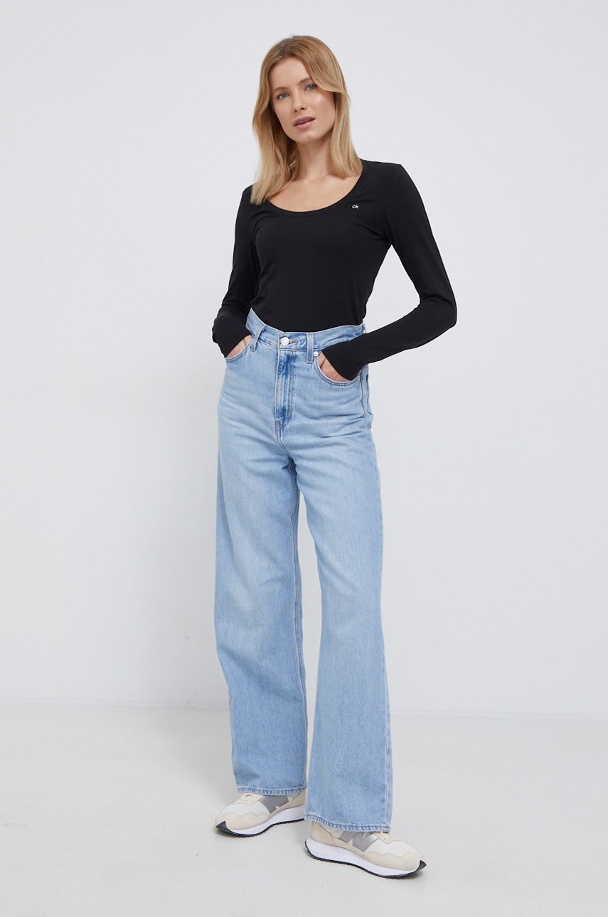 

Лонгслив Calvin Klein женский цвет чёрный