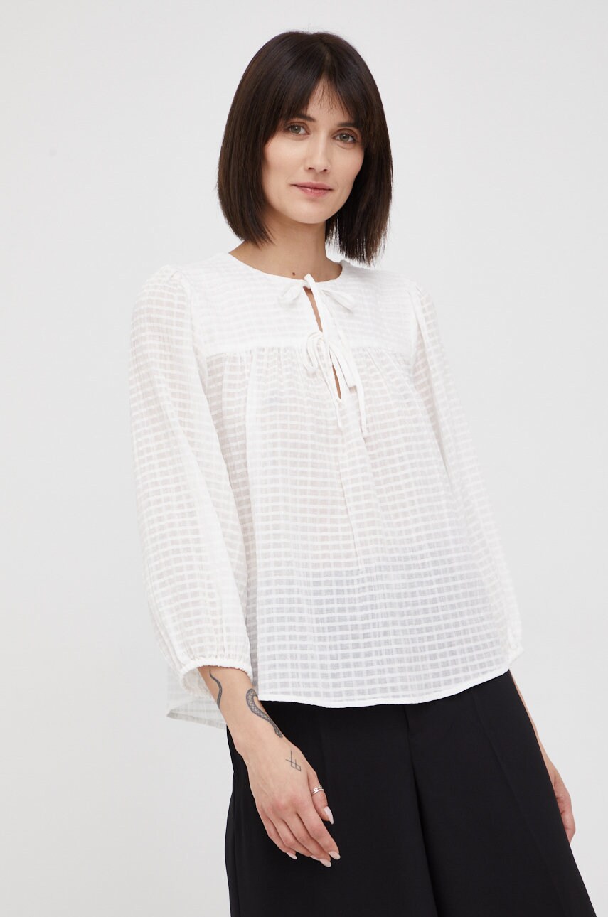 Gap bluza din bumbac femei, culoarea alb, neted