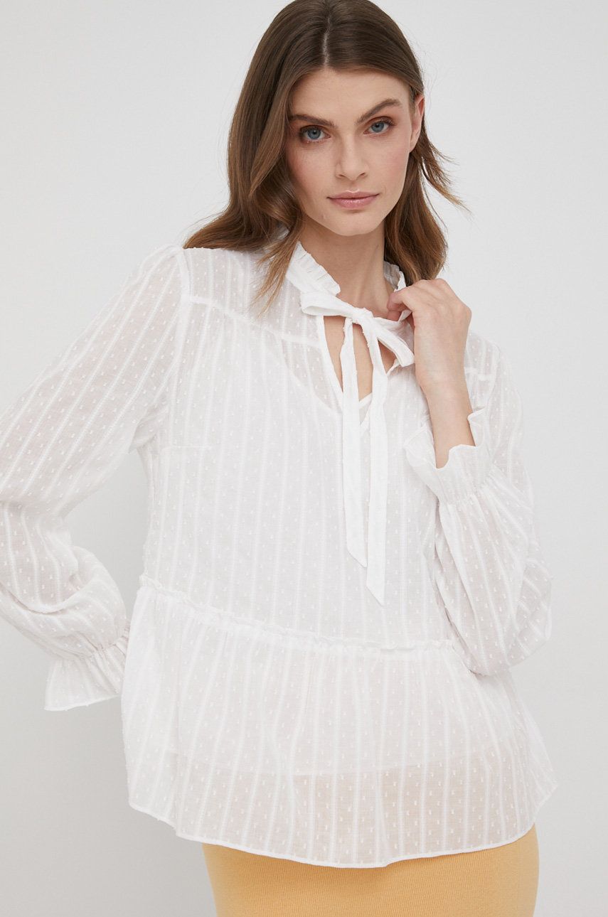 Joop! bluza din bumbac femei, culoarea alb, neted imagine reduceri black friday 2021 answear.ro