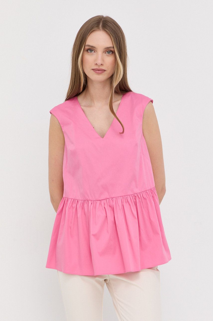 Weekend Max Mara bluza femei, culoarea roz, neted imagine reduceri black friday 2021 answear.ro