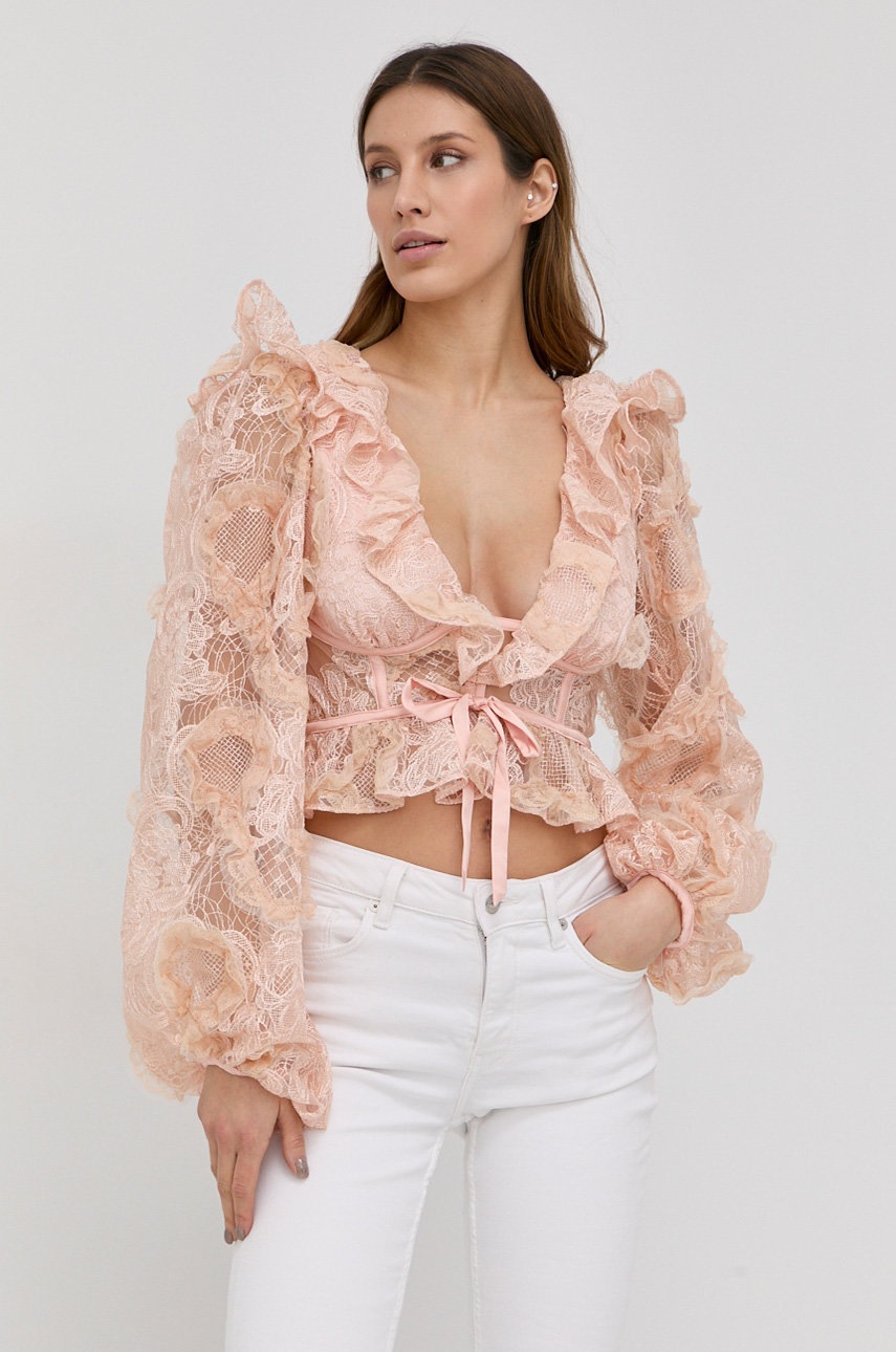 

Блуза For Love & Lemons дамска в оранжево с изчистен дизайн, Оранжев