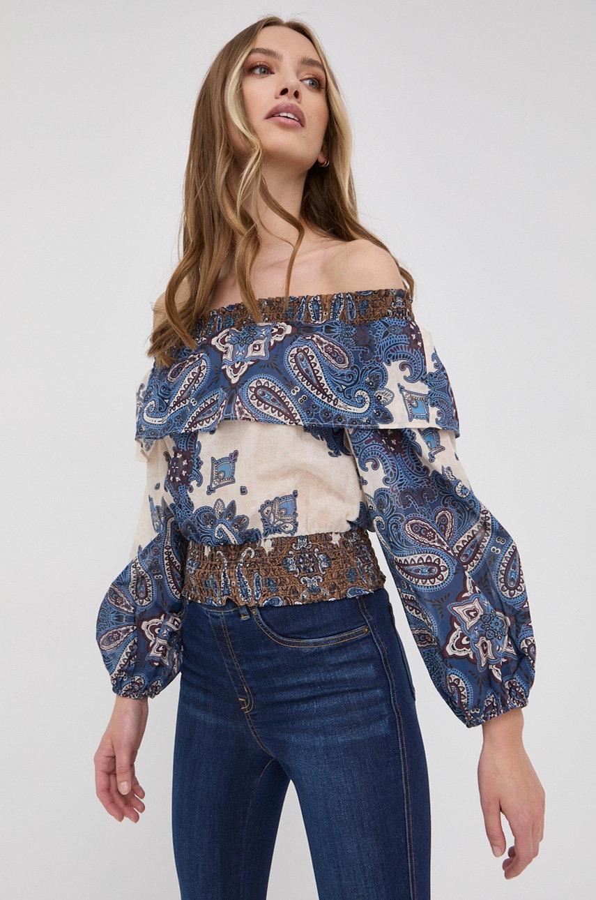 

Памучна блуза Liu Jo дамска в тъмносиньо с десен, Тъмносин